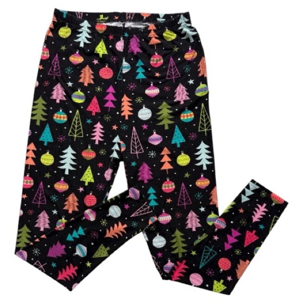 VIV Collection Holiday Print Fashion Leggings, Lovely X-Mas Trees Size Large